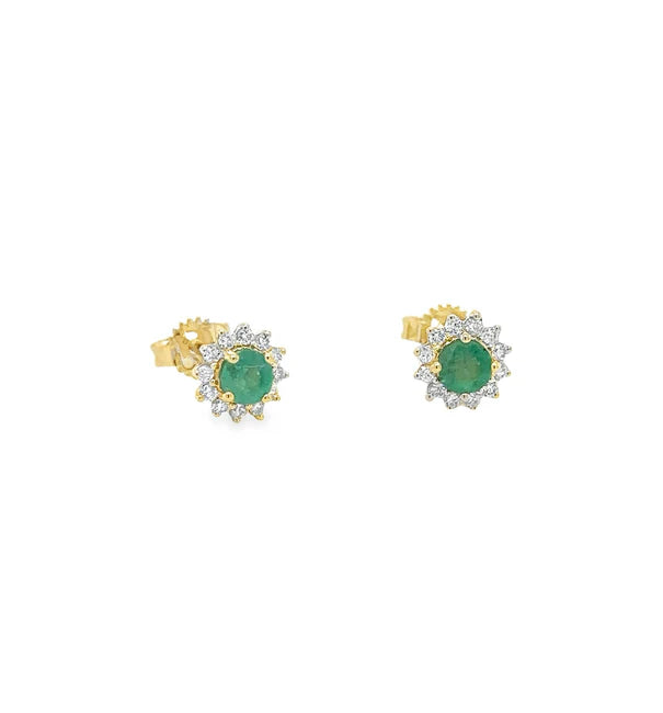 14KT GOLD AND WHITE GOLD EMERALD AND DIAMONDS EARRING
