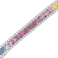 18KT WHITE GOLD MULTI SAPPHIRE AND DIAMONDS BRACELET