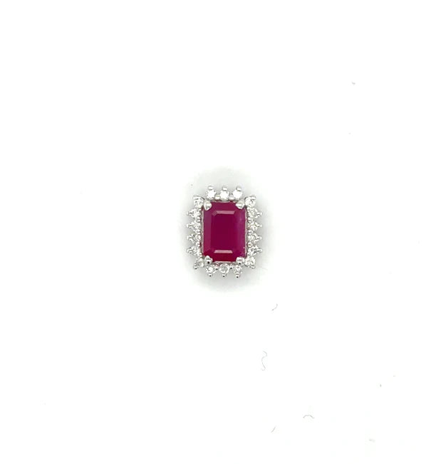18KT WHITE GOLD DIAMOND AND RUBY PENDENT