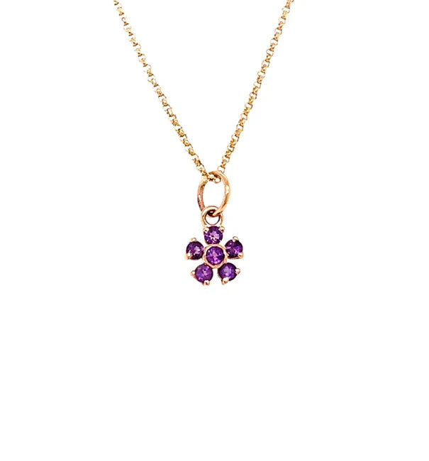 14KT GOLD AMETHYST FLOWER PENDANT