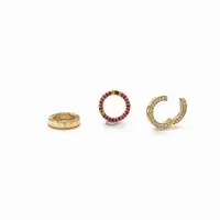 14KT YELLOW GOLD DIAMOND AND RUBY ROUND LOCK