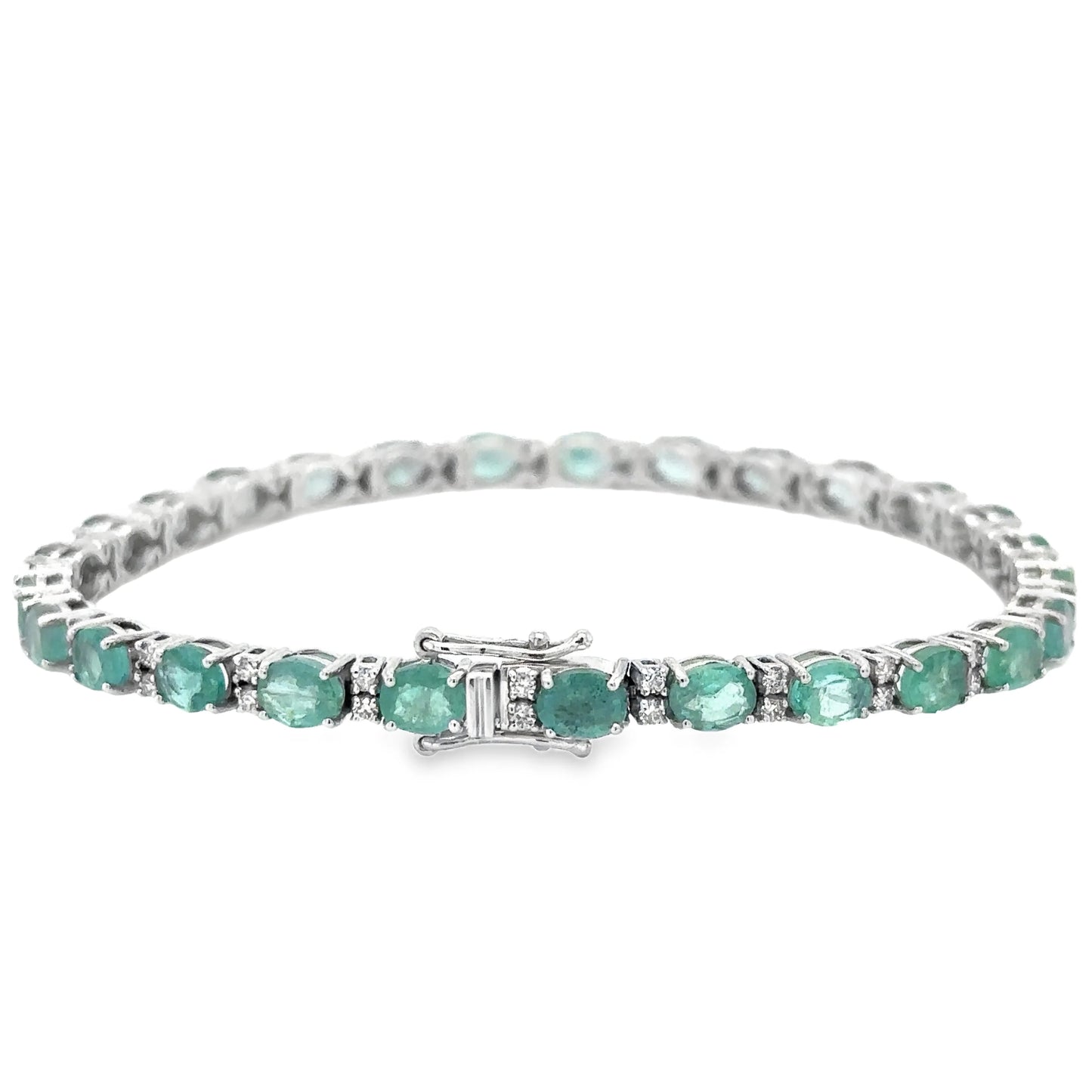 14KT YELLOW GOLD EMERALD AND DIAMONDS BRACELET