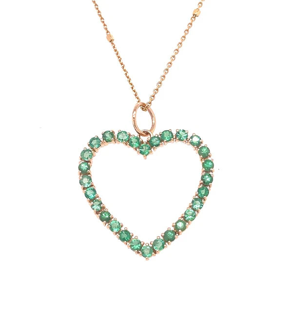 14KT YELLOW GOLD EMERALD HEART PENDANT