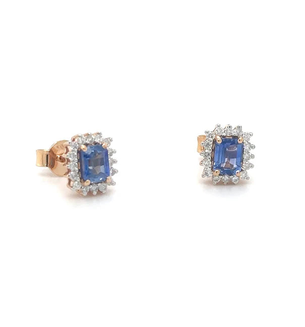 18K ROSE GOLD SAPPHIRE WITH DIAMONDS EARRING