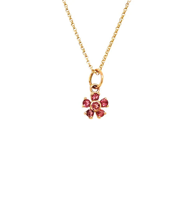 14KT PINK TOURMALINE FLOWER PENDANT