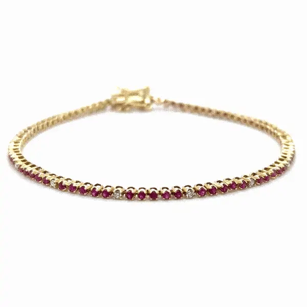 14KT GOLD DIAMOND AND RUBY BRACELET