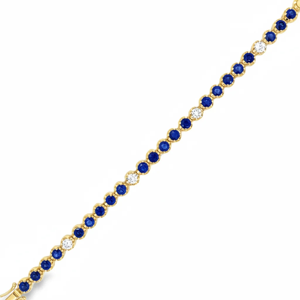GOLD DIAMOND AND BLUE SAPPHIRE BRACELET