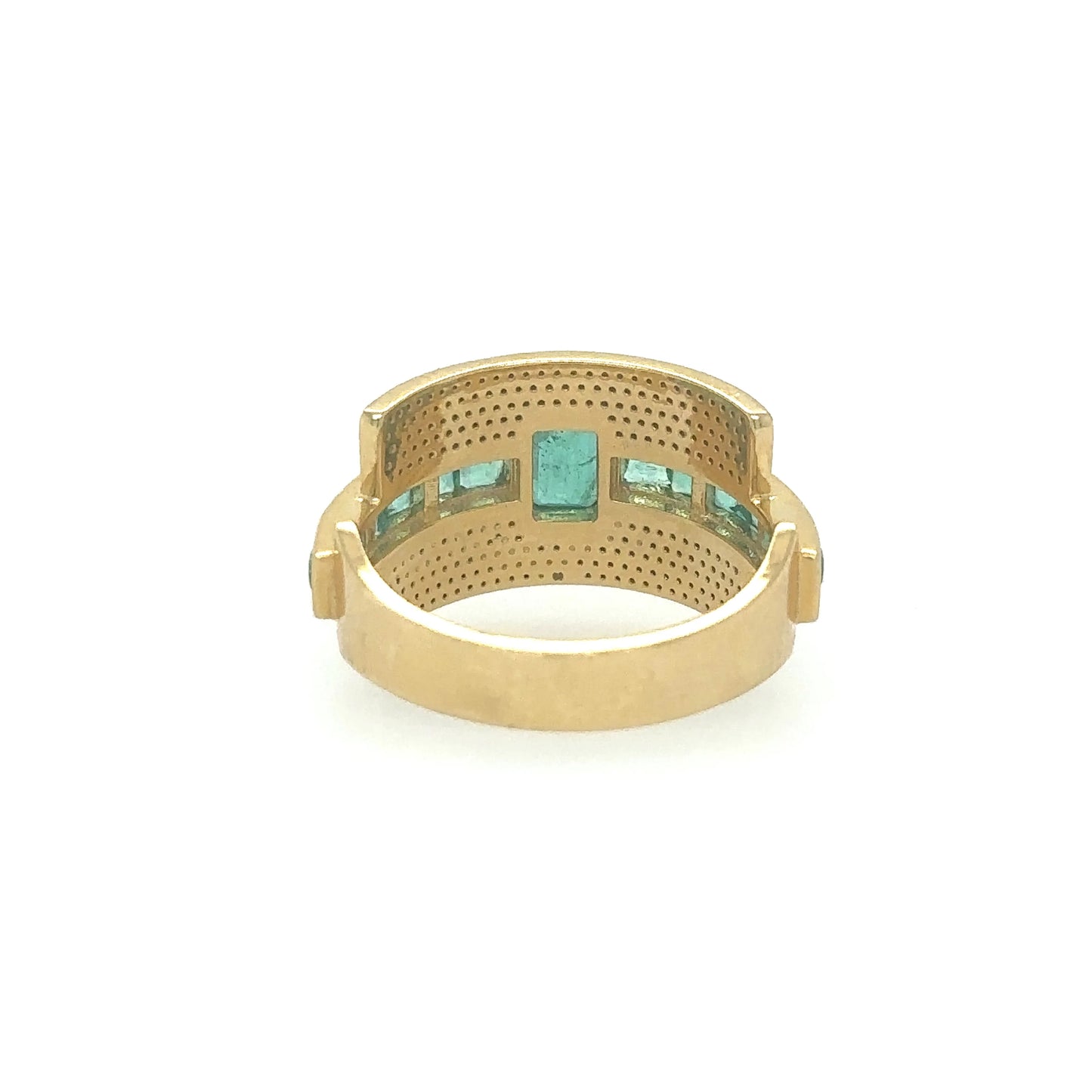 YELLOW GOLD EMERALD RING WITH DIAMONDS