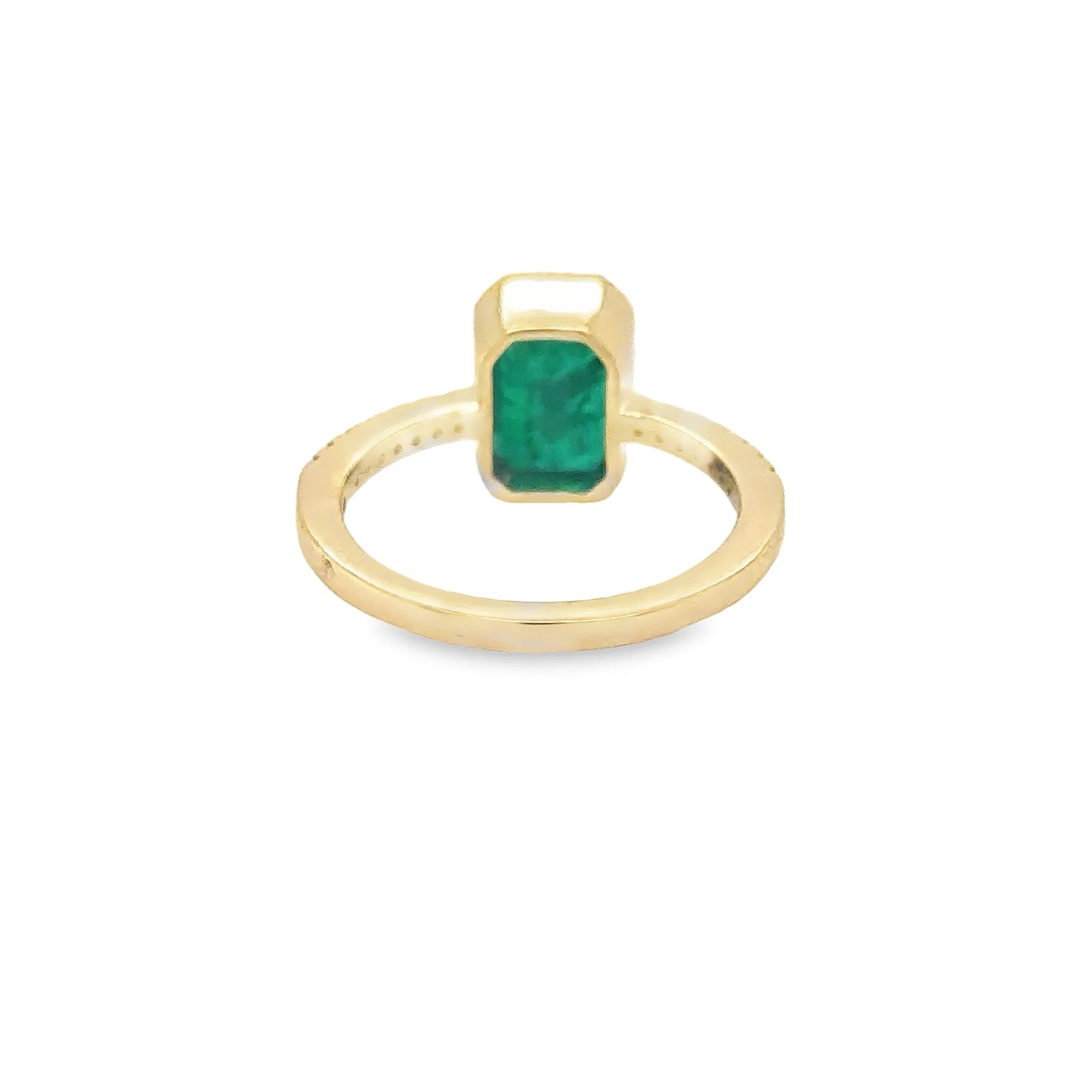 14KT YELLOW GOLD EMERALD AND DIAMONDS RING