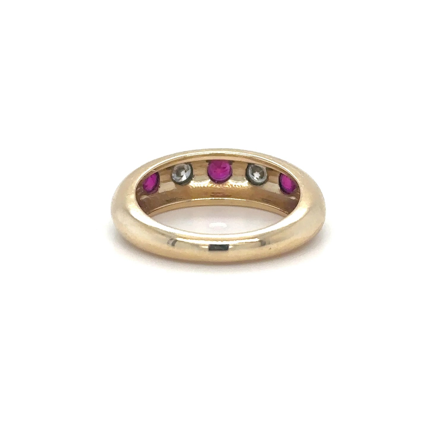 14KT YELLOW GOLD RUBY AND DIAMOND RING