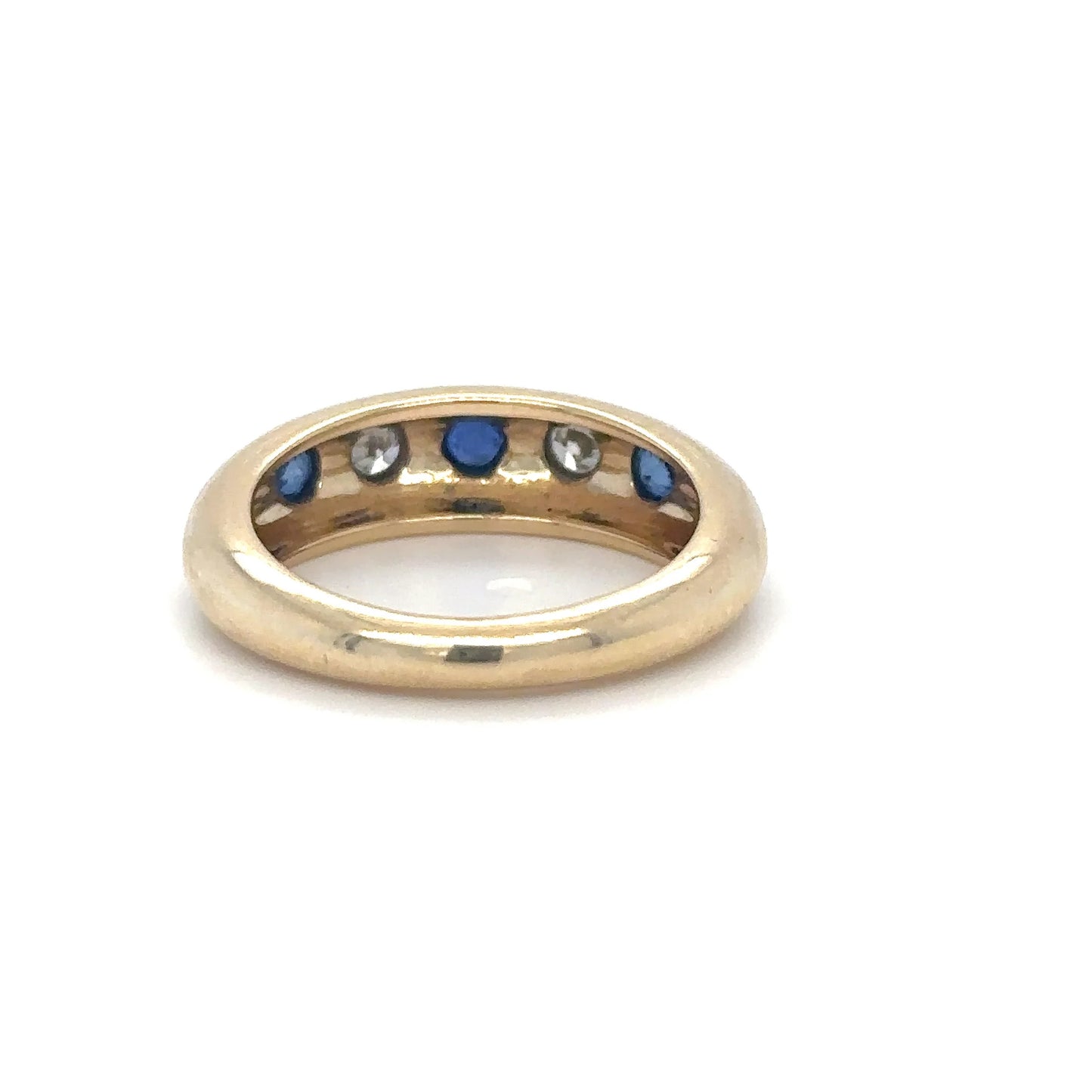 14KT YELLOW GOLD SAPPHIRE AND DIAMOND RING