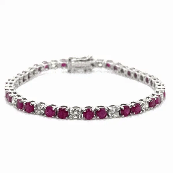 14KT GOLD DIAMOND AND RUBY BRACELET