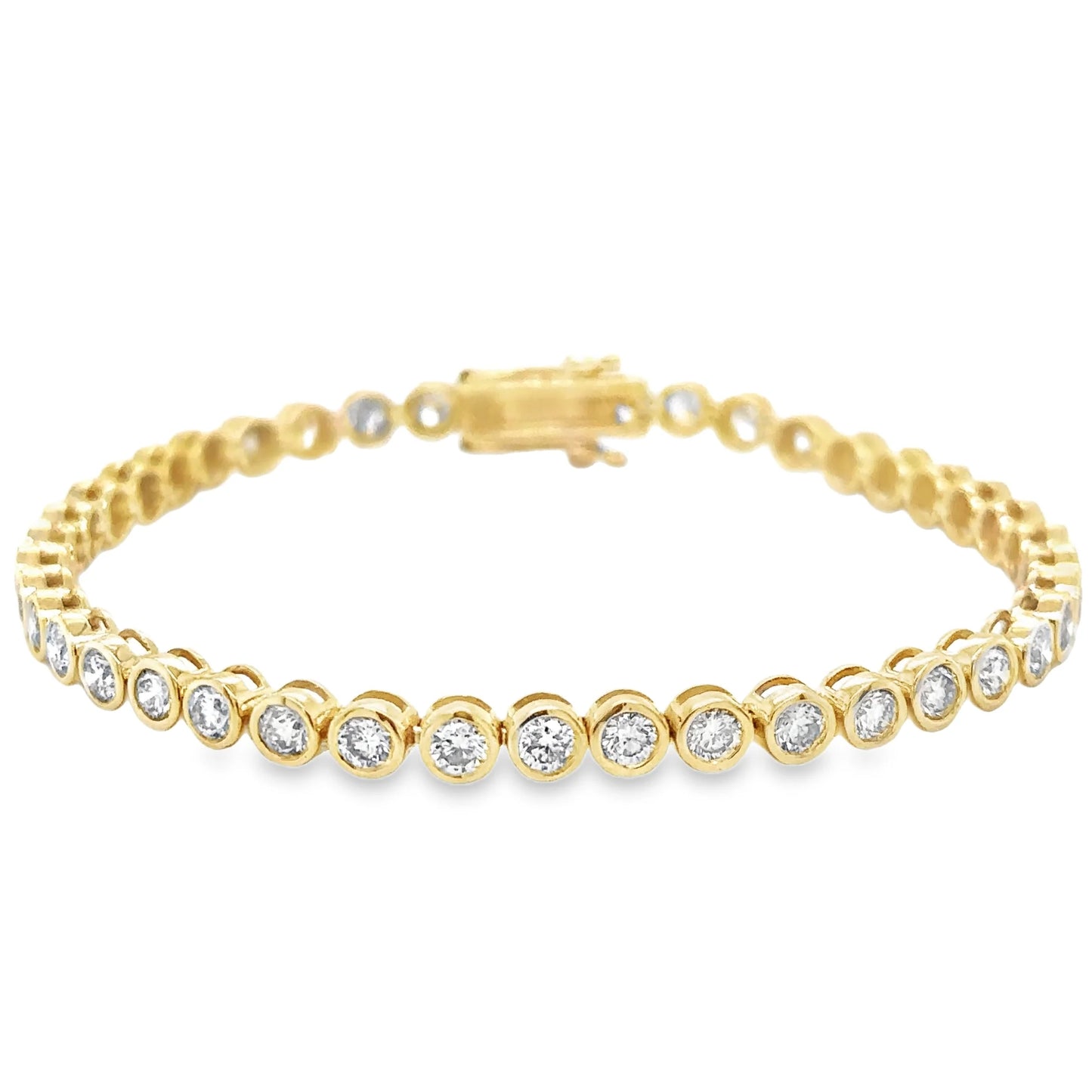 14KT YELLOW GOLD DIAMOND BEZEL TENNIS BRACELET
