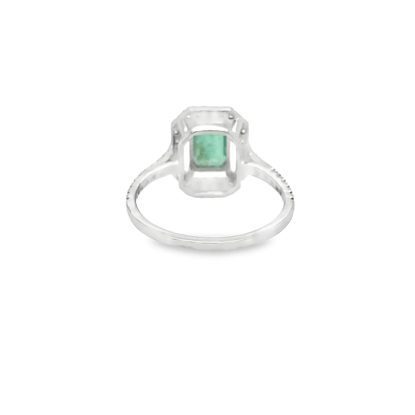 14KT WHITE GOLD EMERALD AND DIAMONDS RING