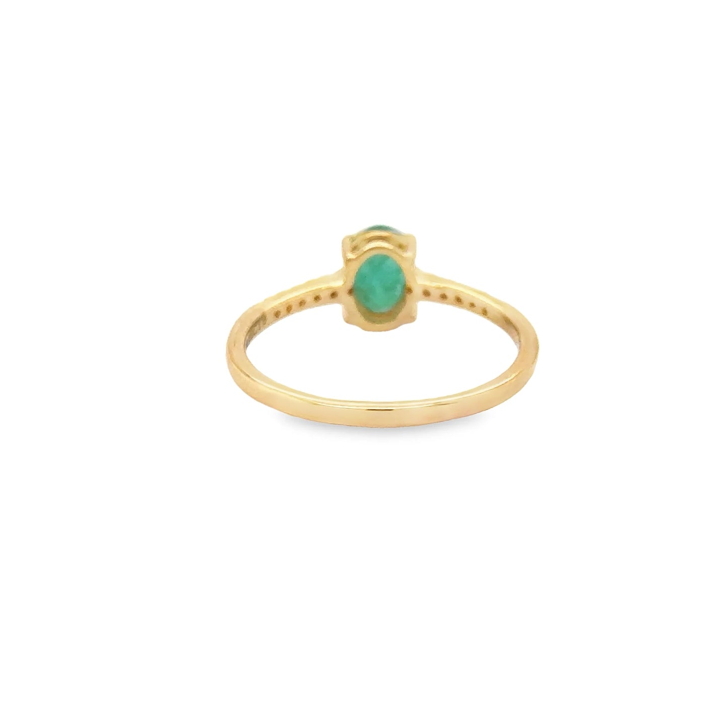 14KT YELLOW GOLD EMERALD AND DIAMONDS RING