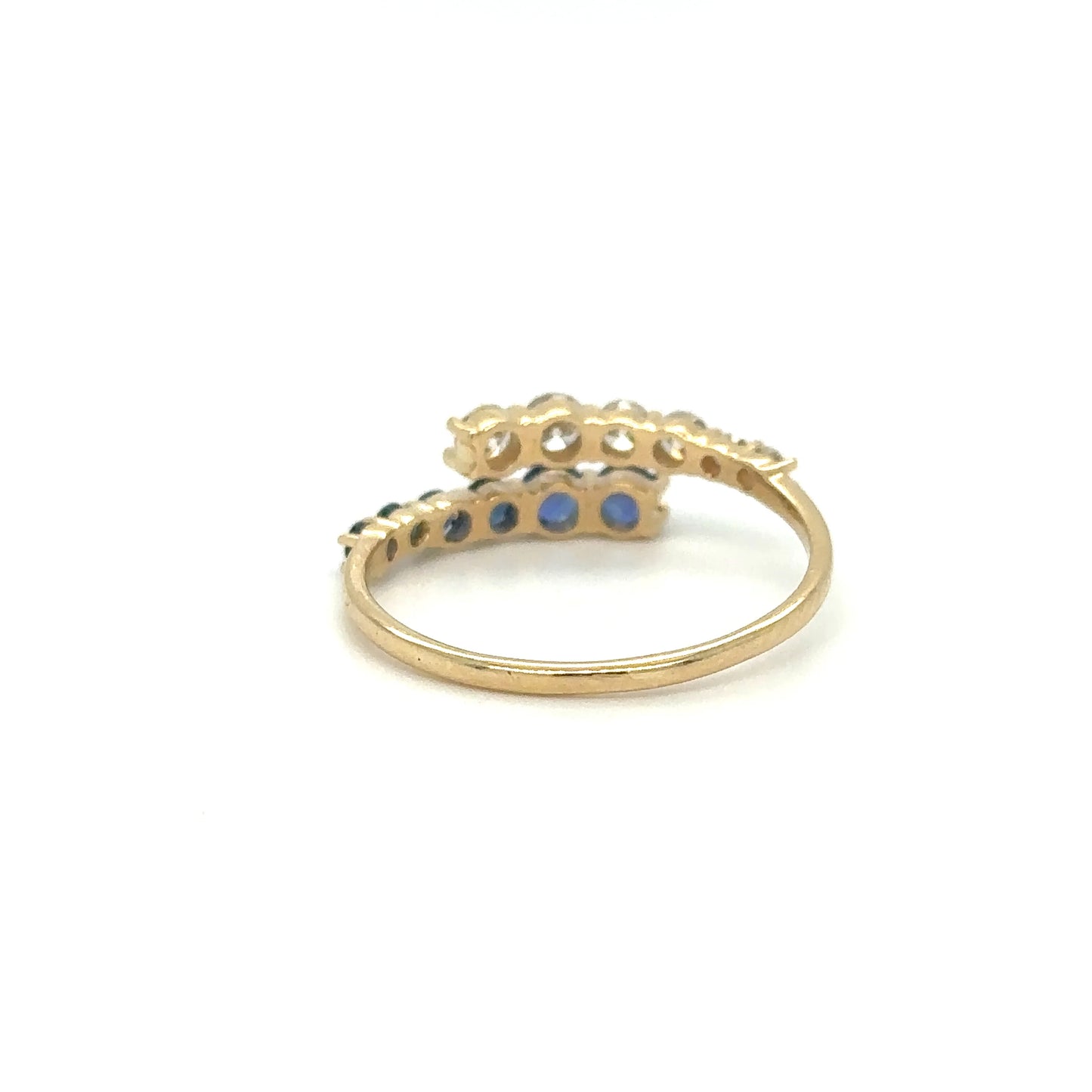 14K YELLOW GOLD SAPPHIRE AND DIAMOND RING