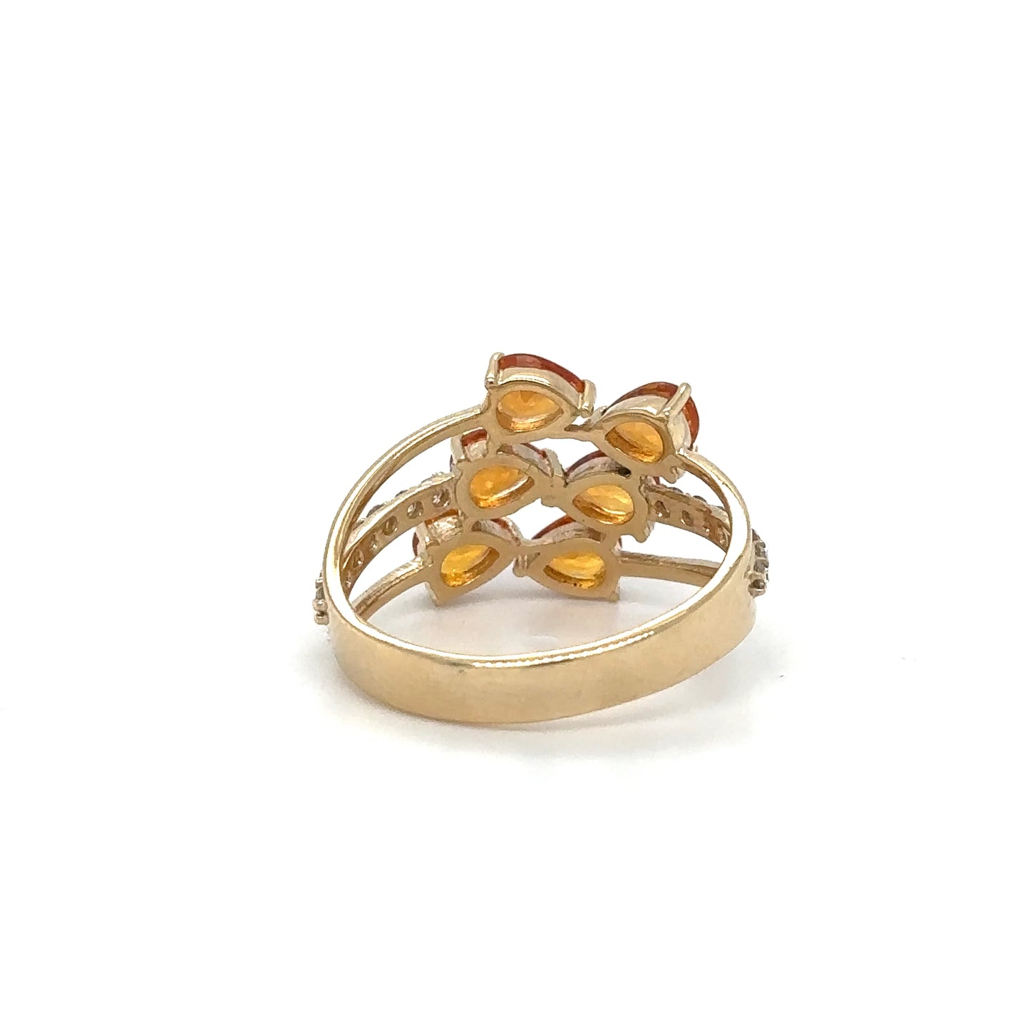 YELLOW GOLD ORANGE SAPPHIRE DIAMOND RING