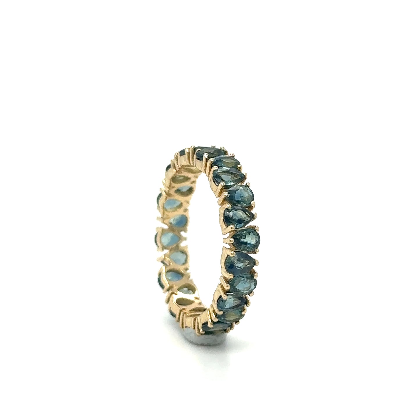 YELLOW GOLD PEAR SHAPE GREEN/BLUE SAPPHIRE RING