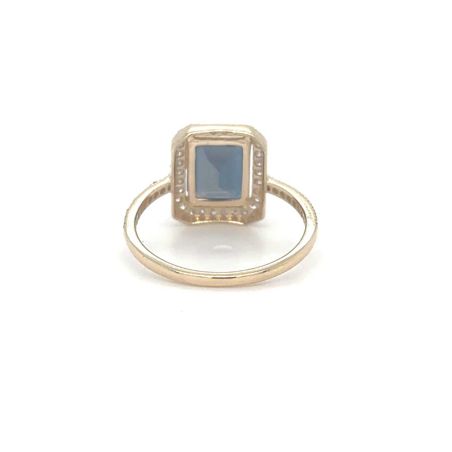 14KT YELLOW GOLD LONDON BLUE TOPAZ RING WITH DIAMONDS