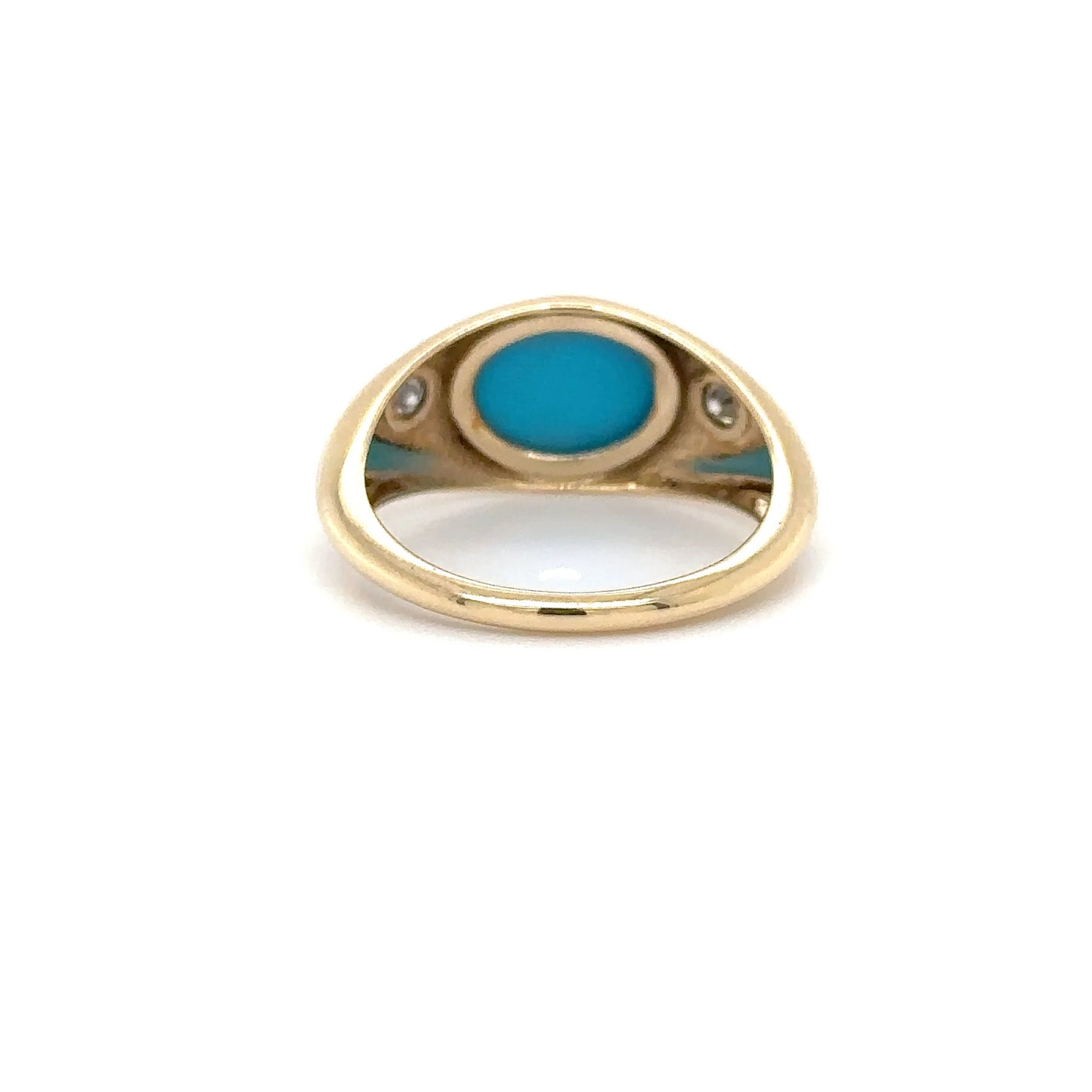 14KT YELLOW GOLD TURQUOISE AND DIAMONDS RING