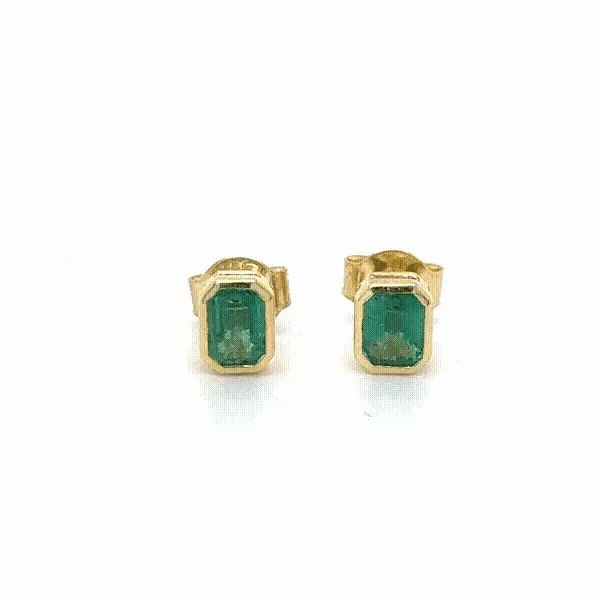 14KT YELLOW GOLD EMERALD EARRING STUDS