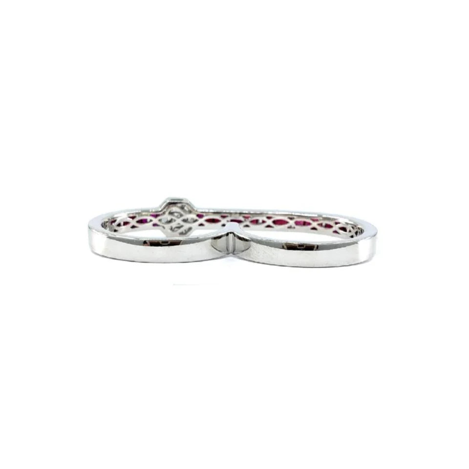 18KT WHITE GOLD RUBY AND DIAMOND RING