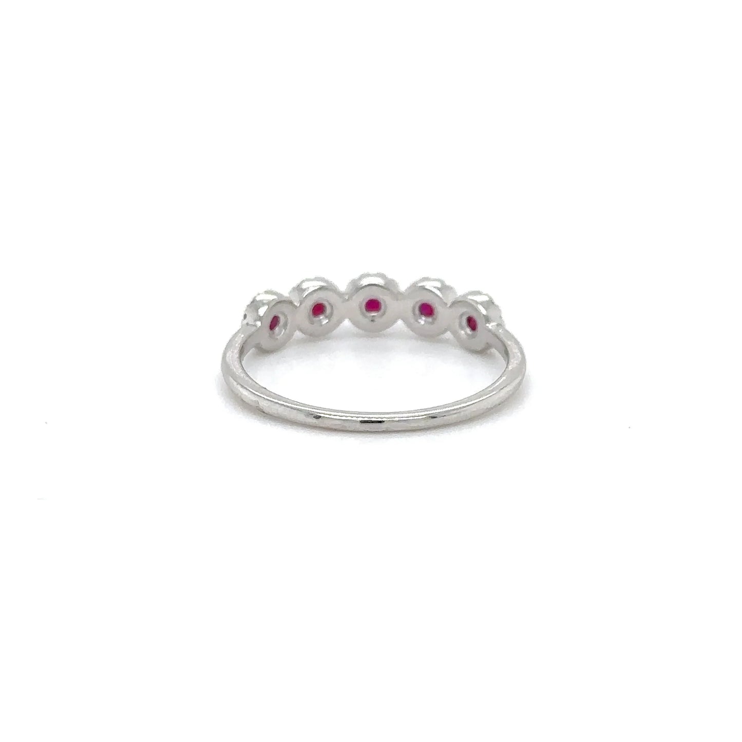 14KT WHITE GOLD RUBY AND DIAMONDS RING