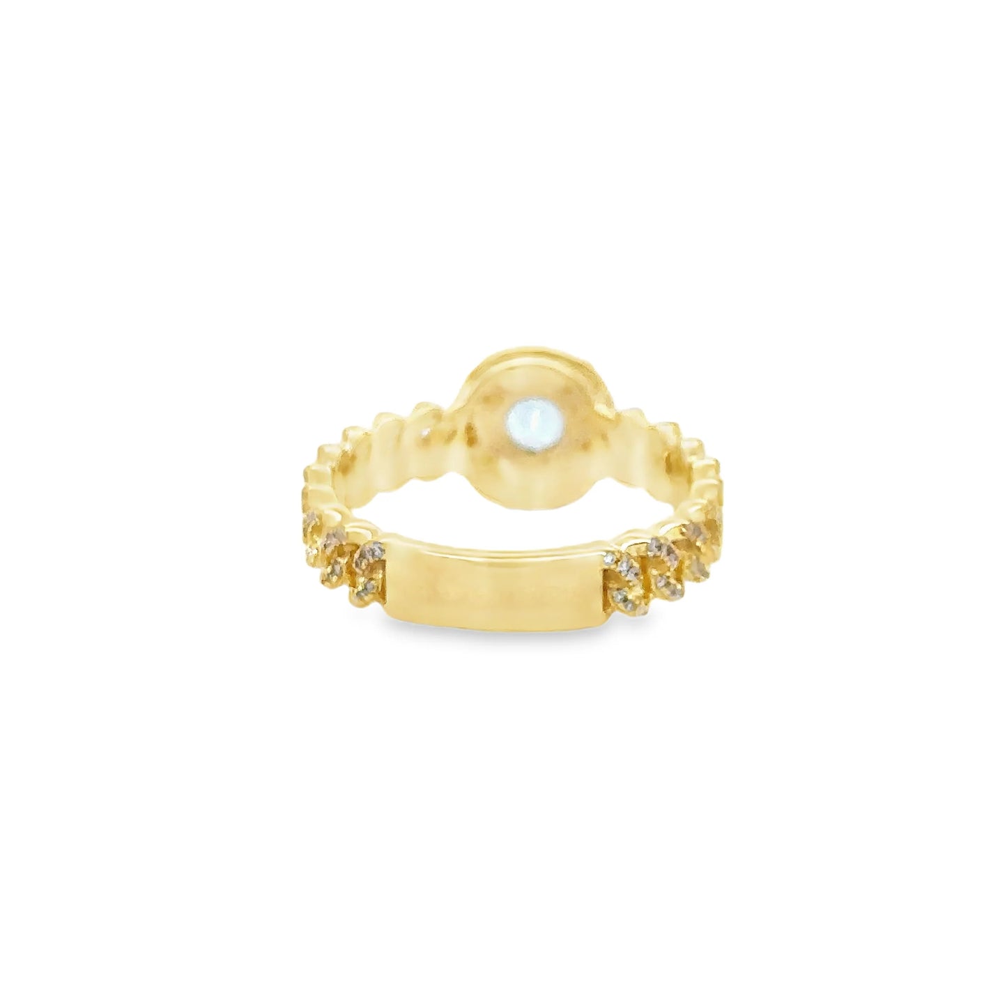 14KT YELLOW GOLD AQUAMARINE AND DIAMONDS RING