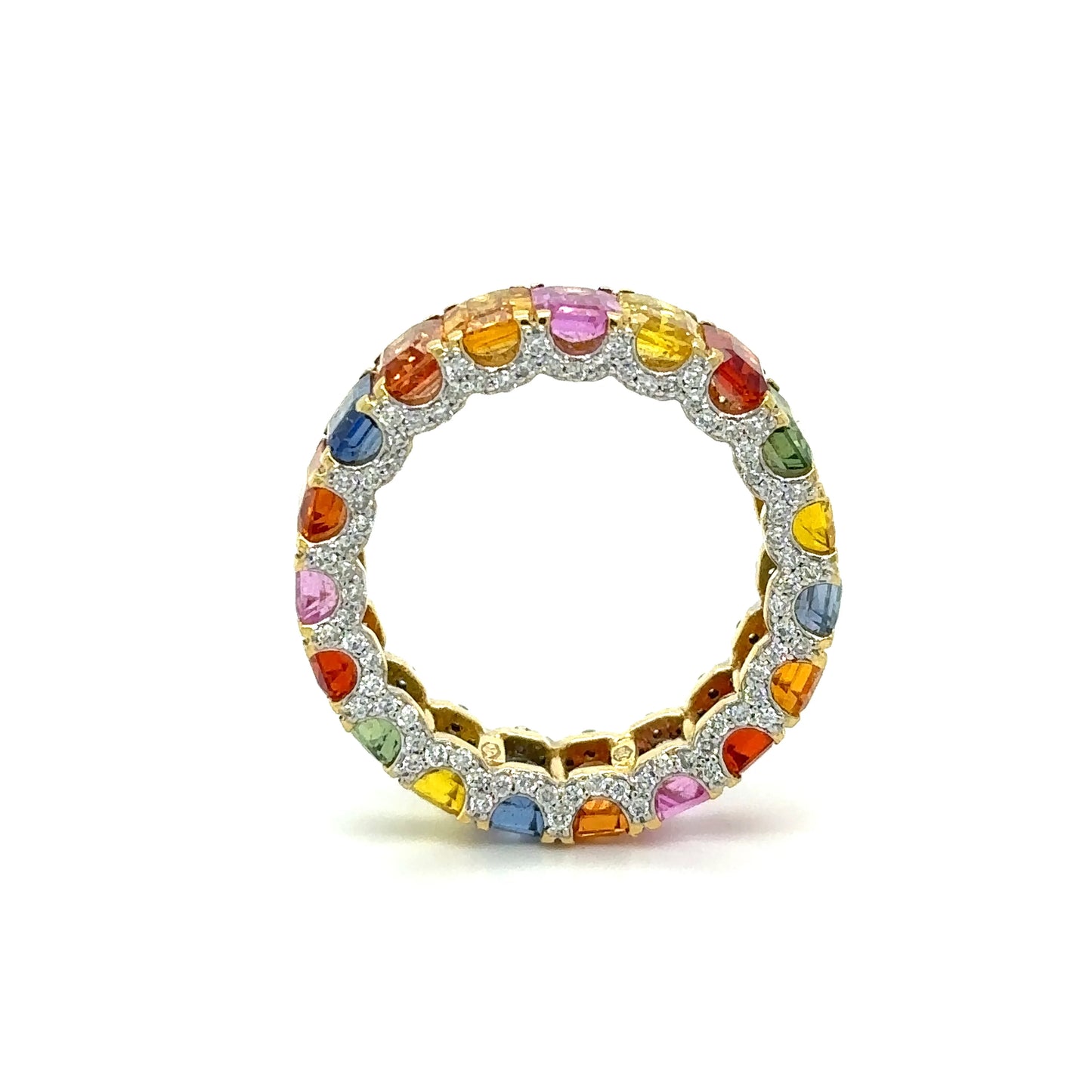 18KT YELLOW GOLD MULTI SAPPHIRE DIAMOND RING