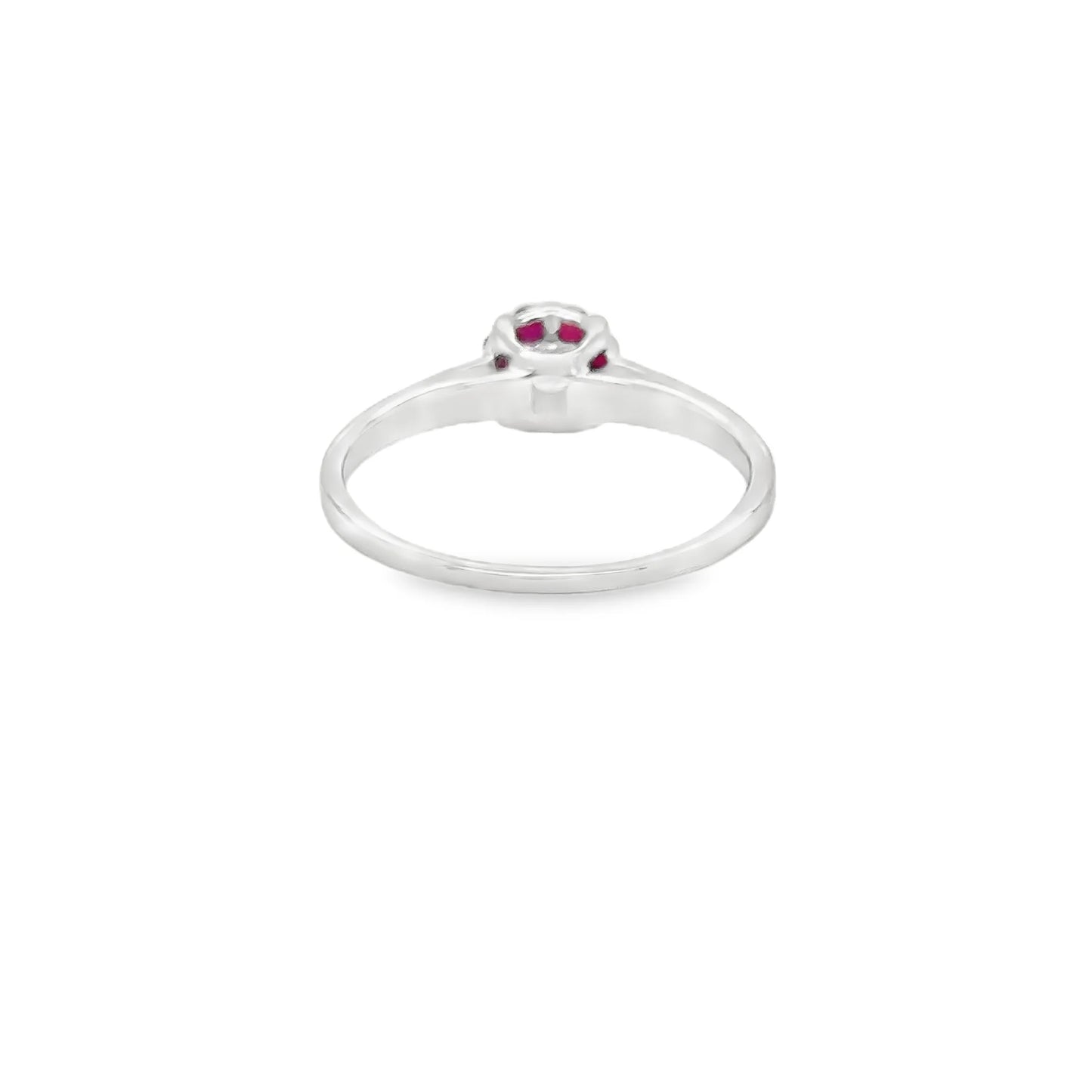 18KT WHITE GOLD DIAMOND AND RUBY RING