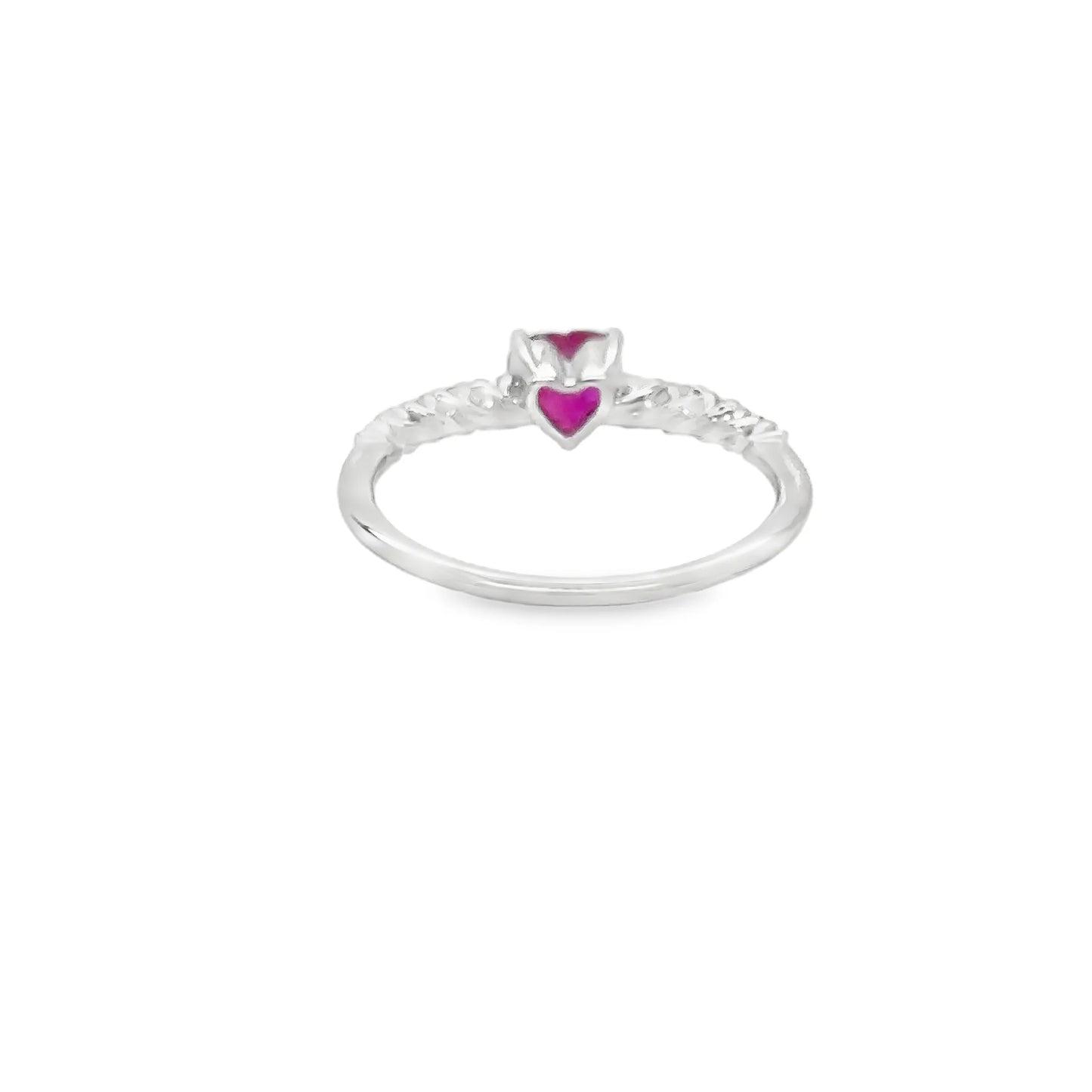 18KT WHITE GOLD HEART SHAPED RUBY DIAMOND RING