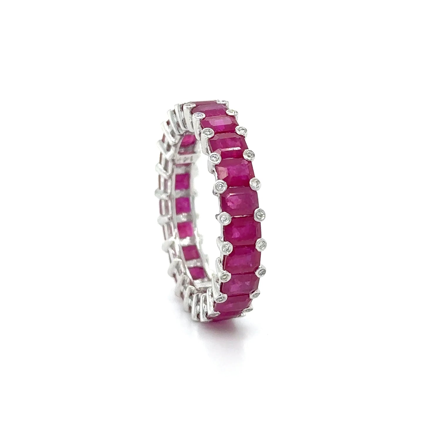 14KT WHITE GOLD RUBY AND DIAMONDS RING