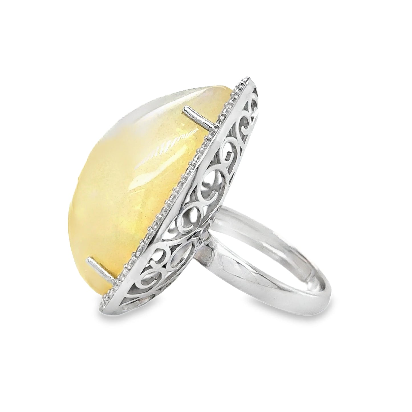 14KT YELLOW GOLD OPAL AND DIAMOND RING