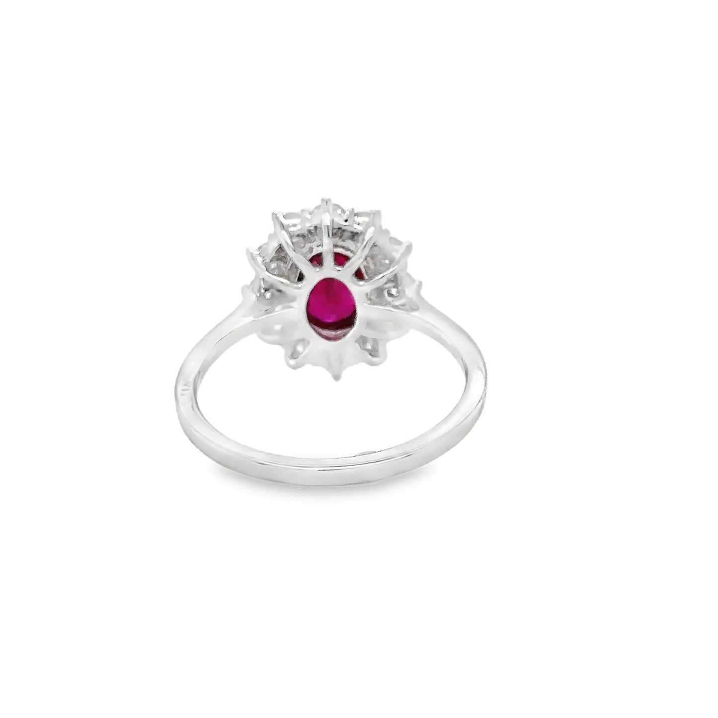 18KT WHITE GOLD RUBY AND DIAMONDS RING