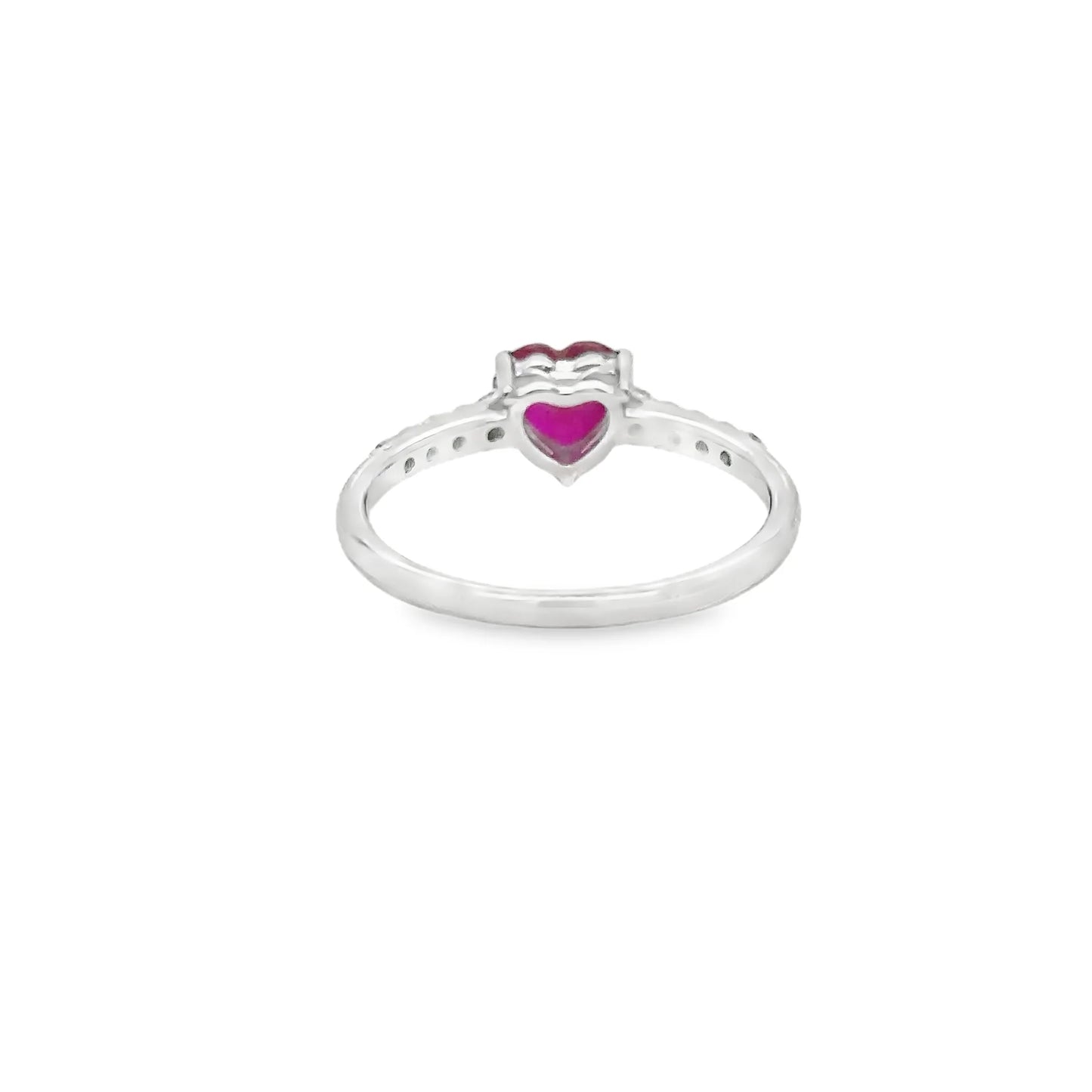 18KT WHITE GOLD HEART SHAPED RUBY DIAMOND RING
