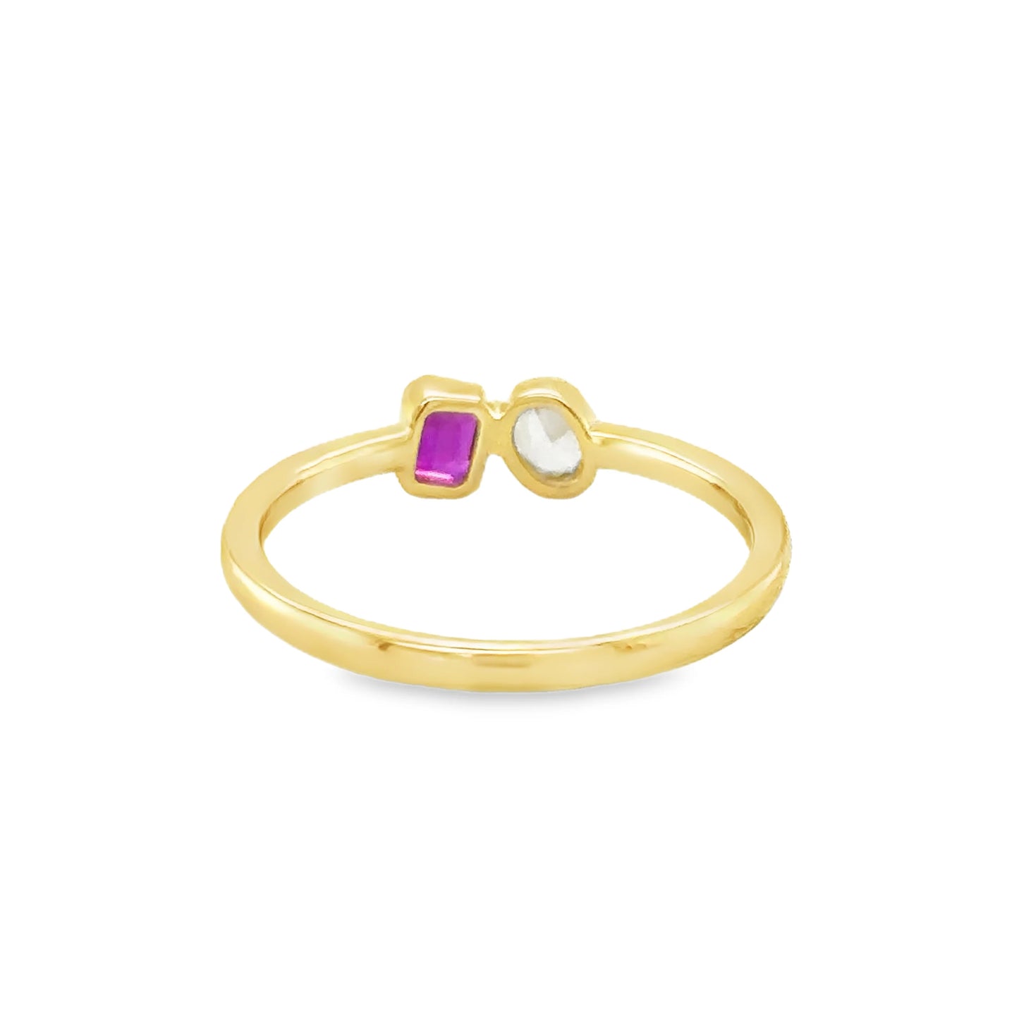 14KT YELLOW GOLD RUBY AND CHAMPAGNE DIAMOND RING