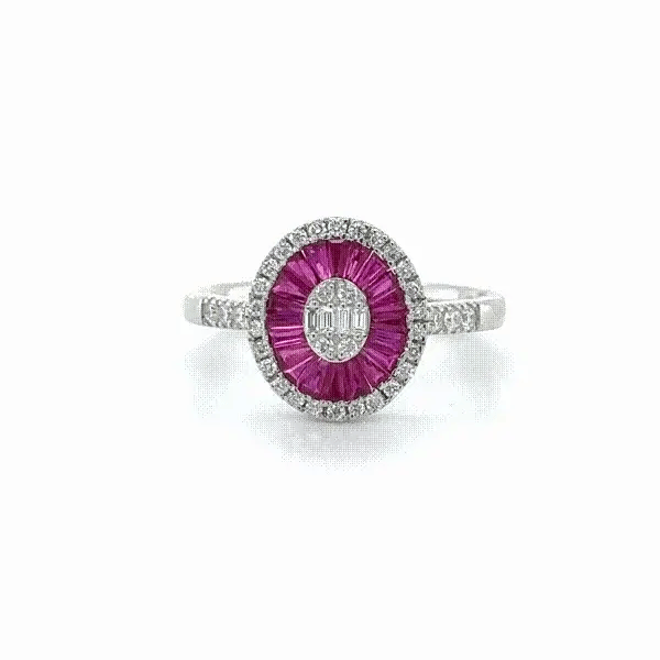 14KT WHITE GOLD RUBY AND DIAMONDS RING