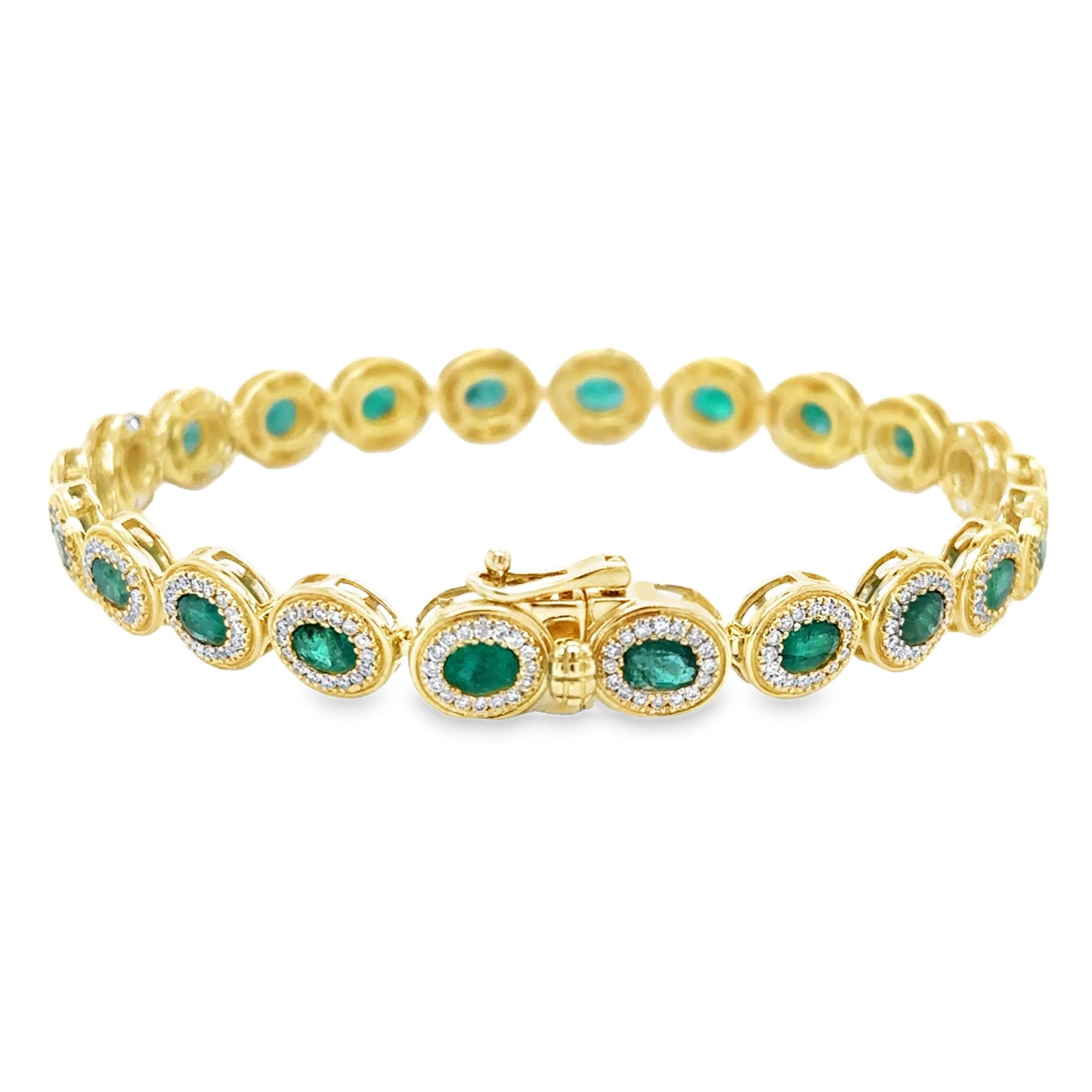 4KT YELLOW GOLD EMERALD AND DIAMOND BRACELET