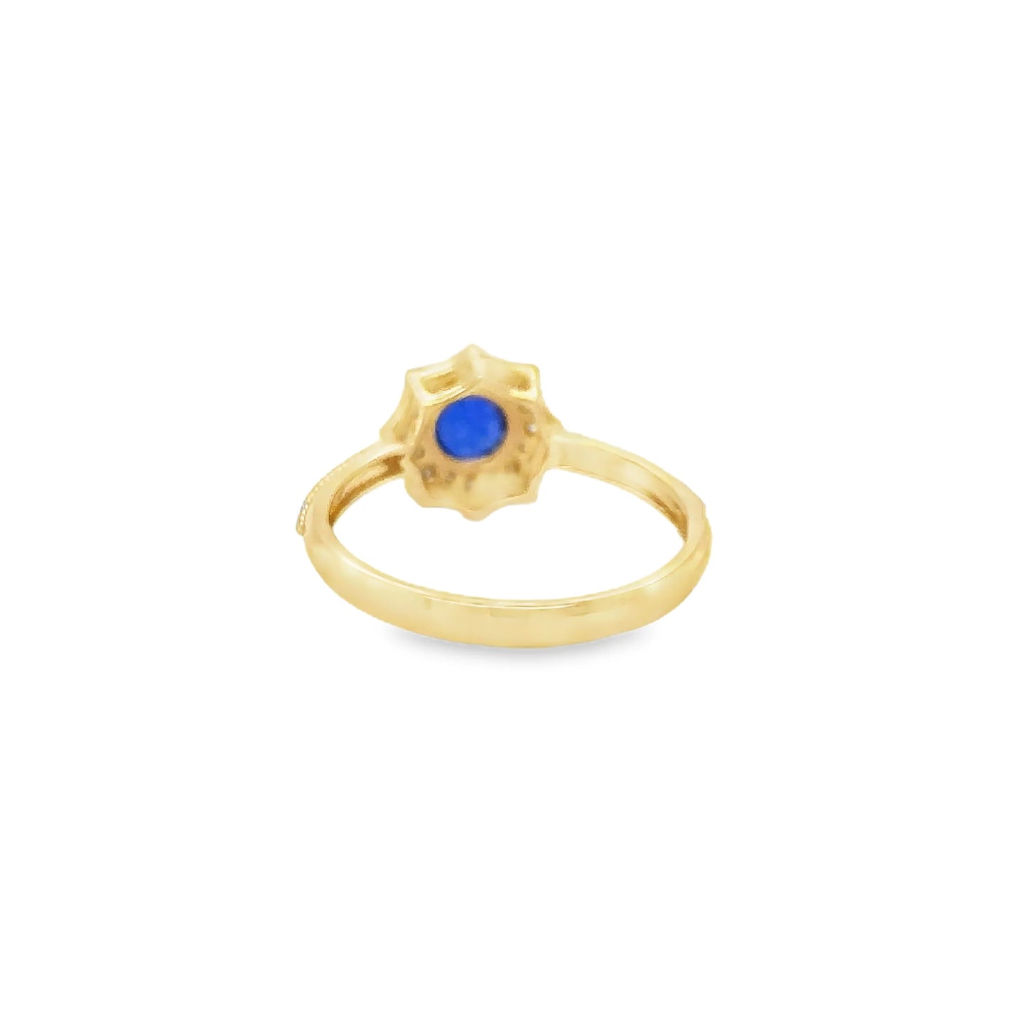 14KT YELLOW GOLD SAPPHIRE AND DIAMONDS RING