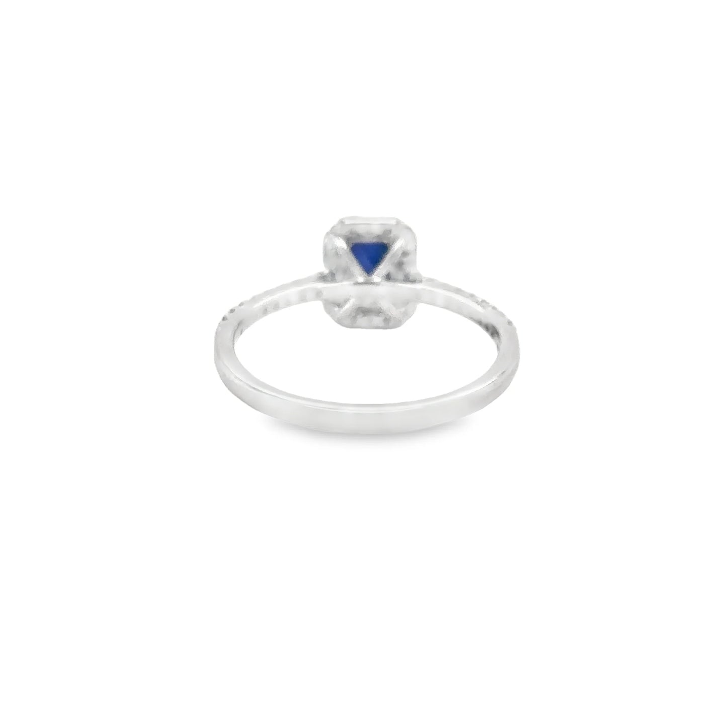 14KT WHITE GOLD CEYLON SAPPHIRE AND DIAMONDS RING