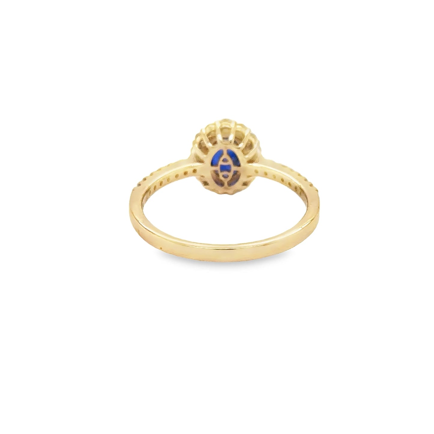 14KT YELLOW GOLD CEYLON SAPPHIRE AND DIAMONDS RING