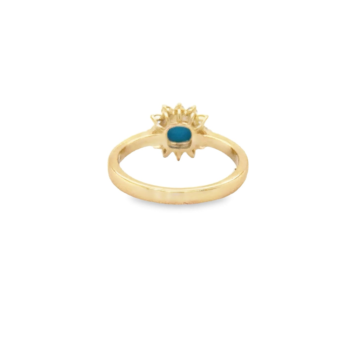 14KT YELLOW GOLD TURQUOISE RING WITH DIAMONDS