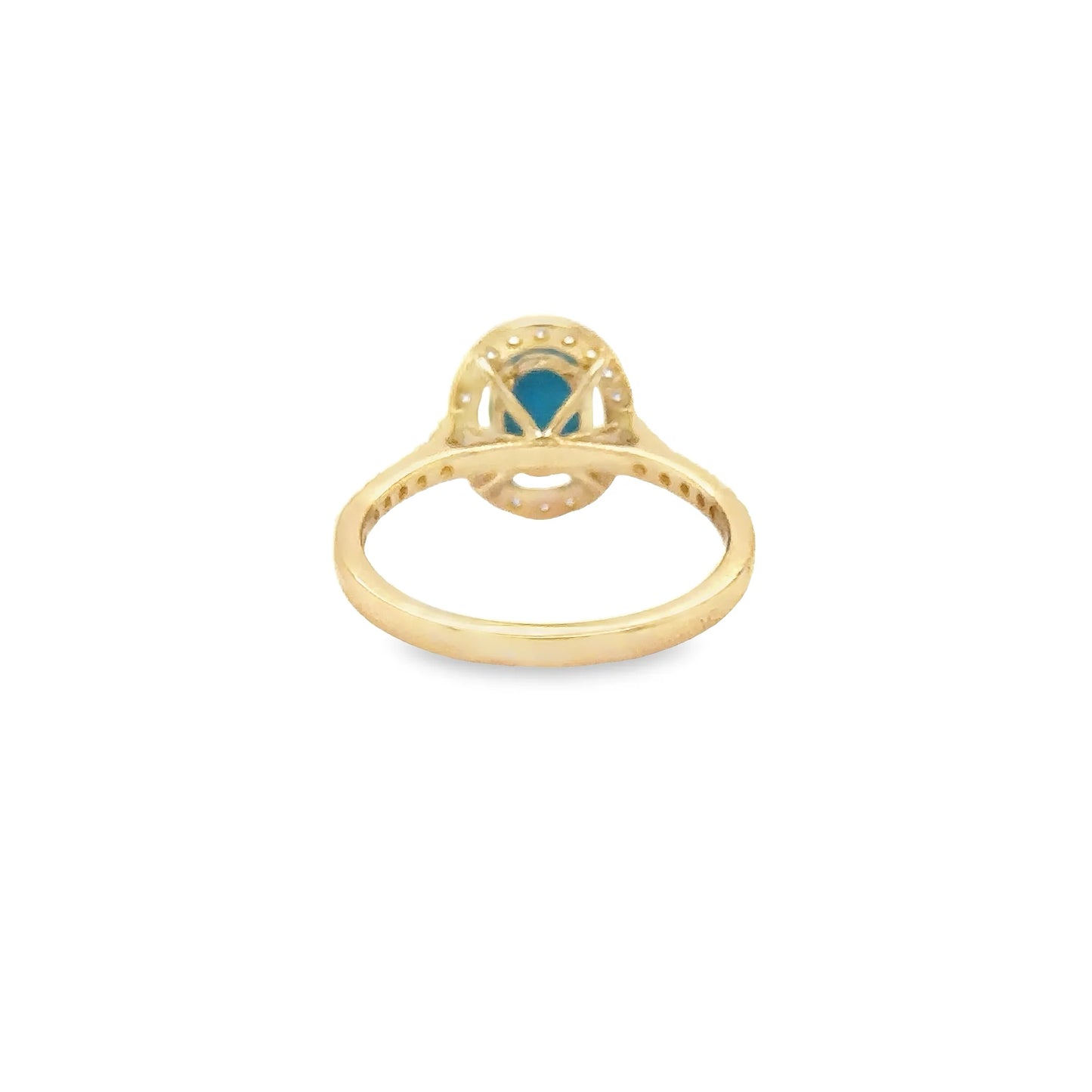 14KT YELLOW GOLD TURQUOISE RING WITH DIAMONDS