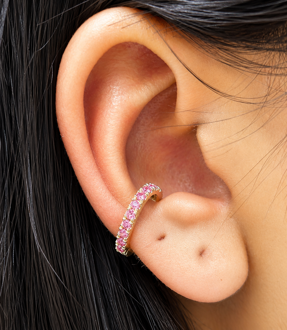 14K PINK DIAMOND EAR CUFF, 0.30 CTW, ANY GOLD COLOR