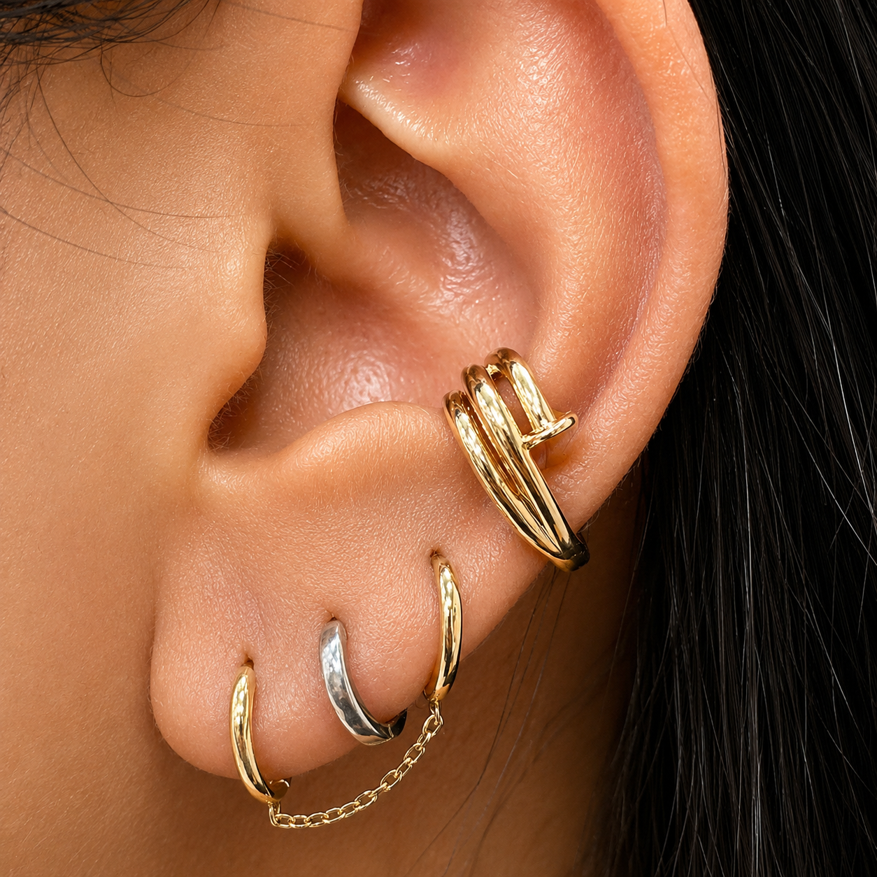 14K SOLID NAIL EAR CUFF, 2 GRAMS, ANY GOLD COLOR. ORDER NAIL HEAD UP FOR R OR L SIDE.