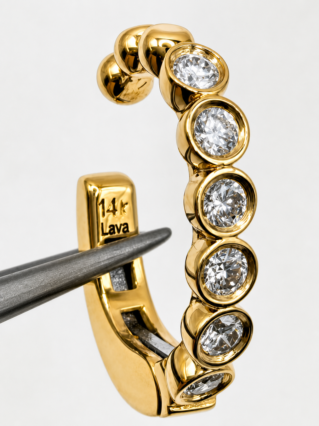 14K SINGLE BEZEL DIAMOND EAR CUFF, 0.18 CT, ANY GOLD COLOR
