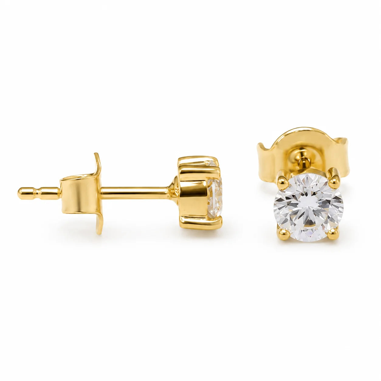 14KT YELLOW GOLD NATURAL WHITE DIAMOND EARRING STUDS