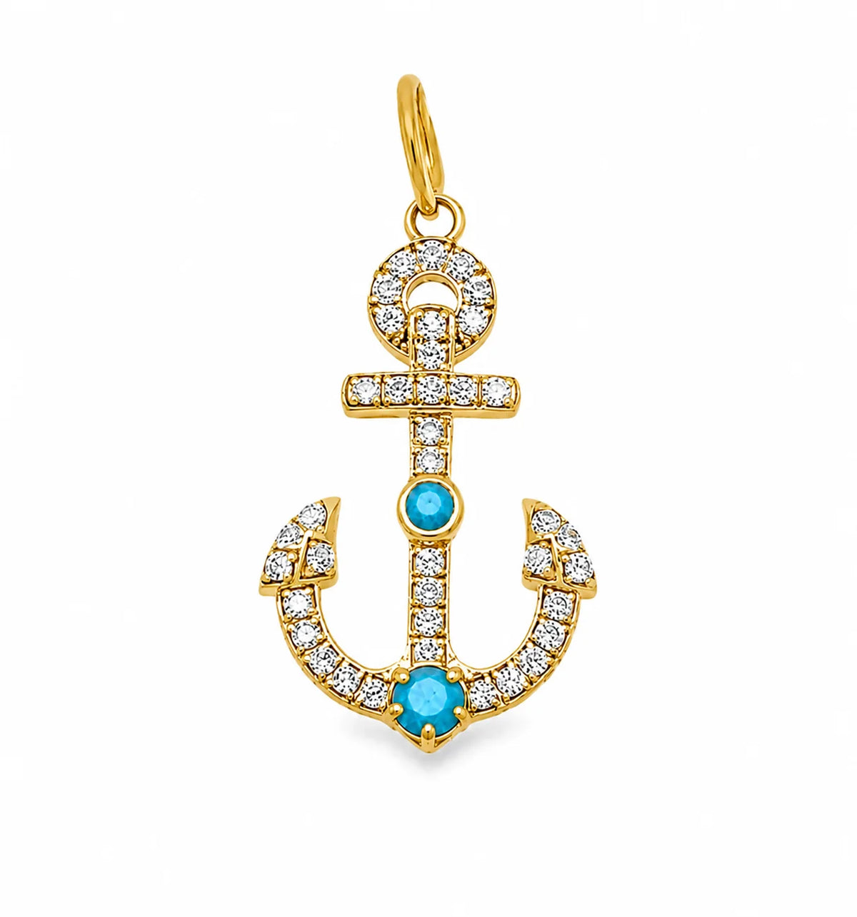 14KT YELLOW GOLD TURQUOISE PENDANT WITH DIAMONDS