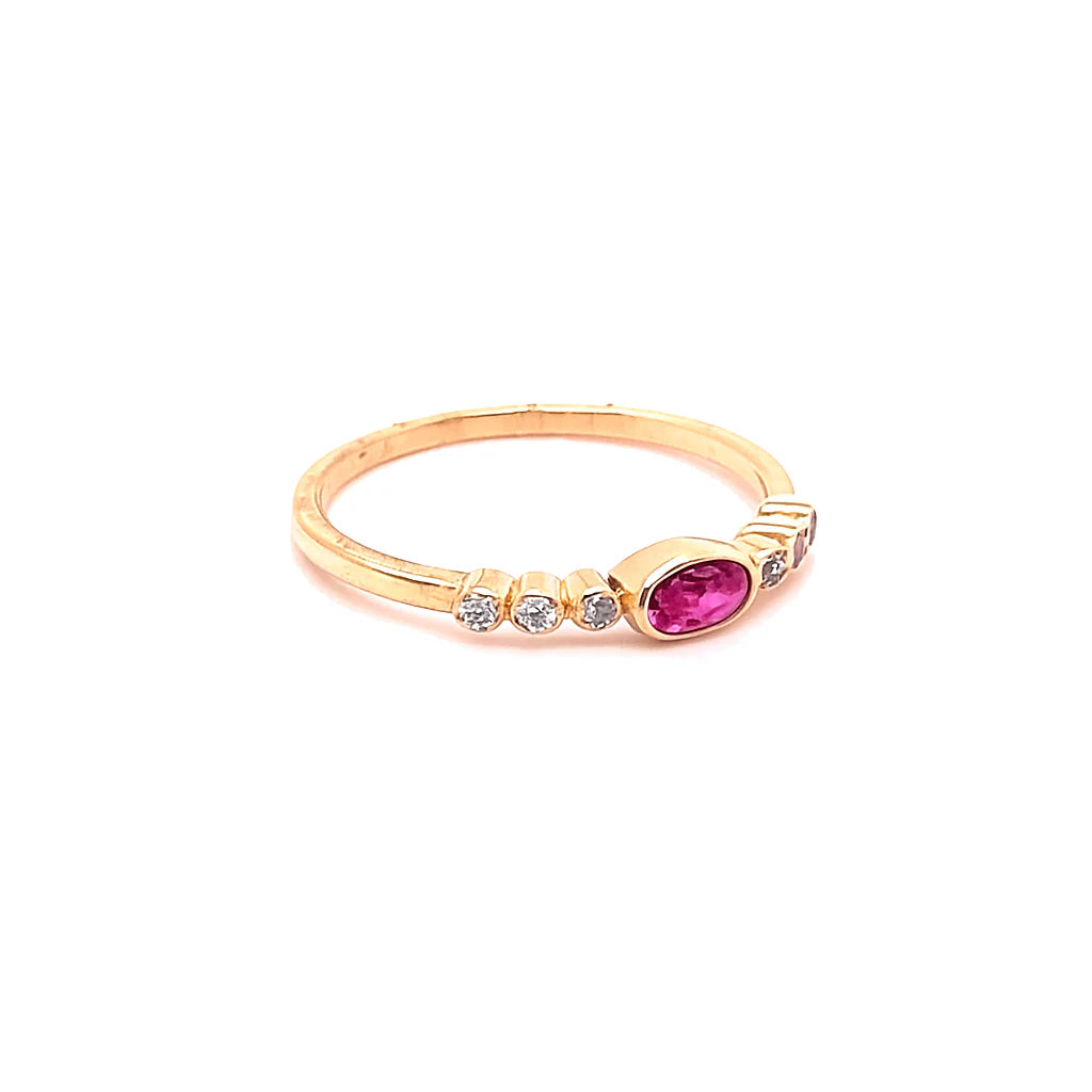 14KT YELLOW GOLD TOURMALINE RING WITH DIAMONDS