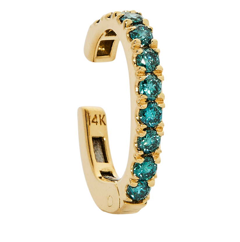 14K BLUE DIAMOND EAR CUFF, .30 CTW, ANY GOLD COLOR